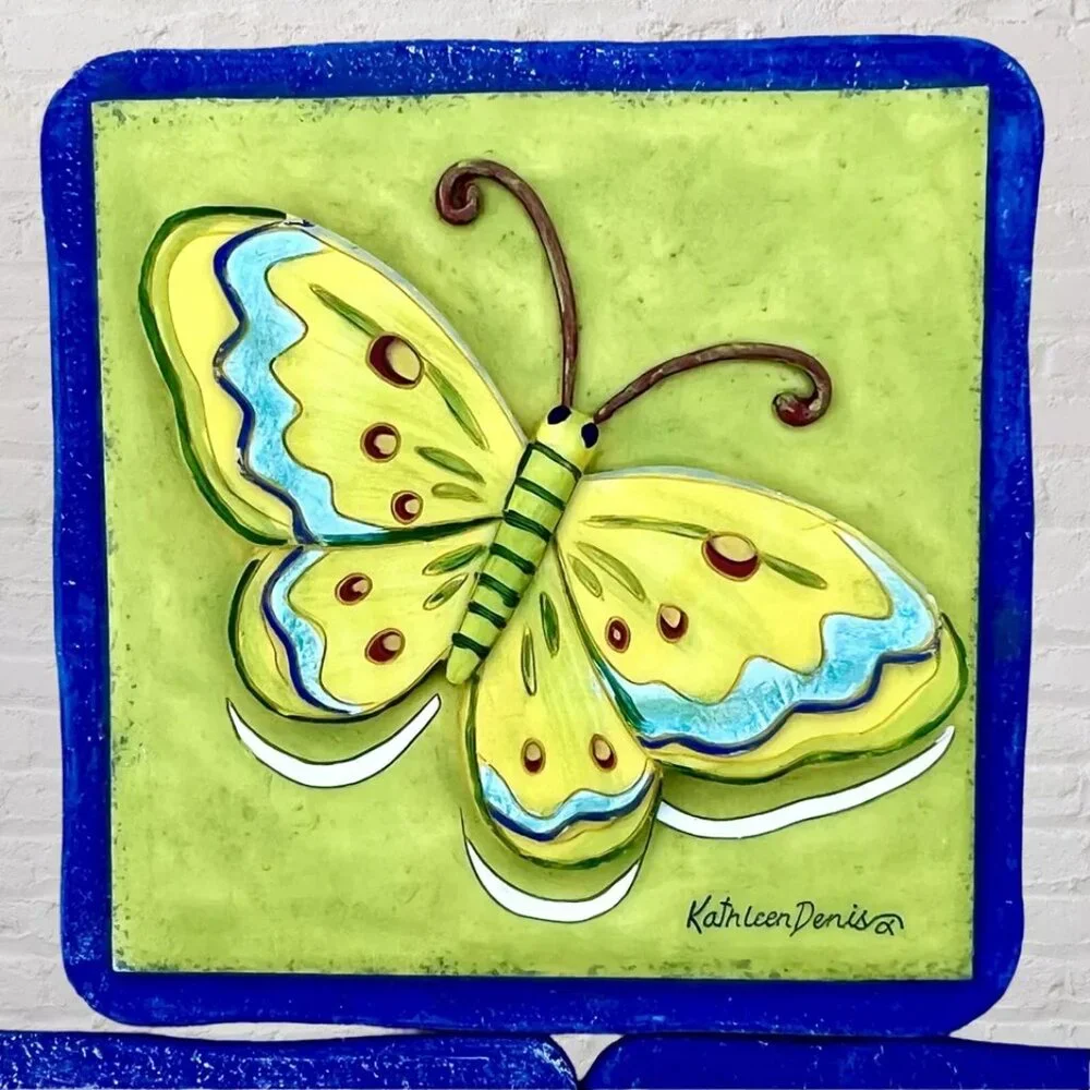 Kathleen Denis Wall Plaques Hanging Art‎ Butterfly Bee Flower 5 1/2